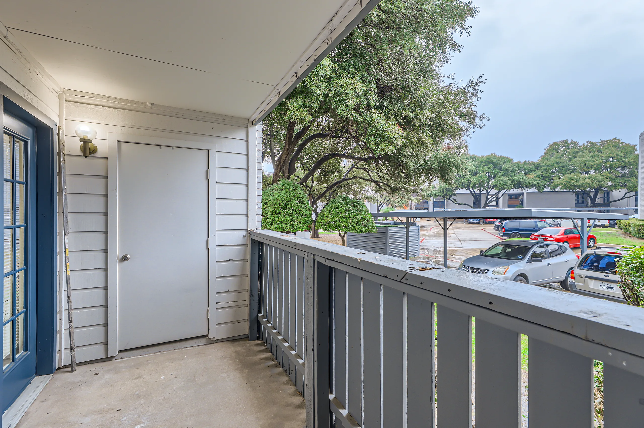 Private apartment balcony overlooking the parking area