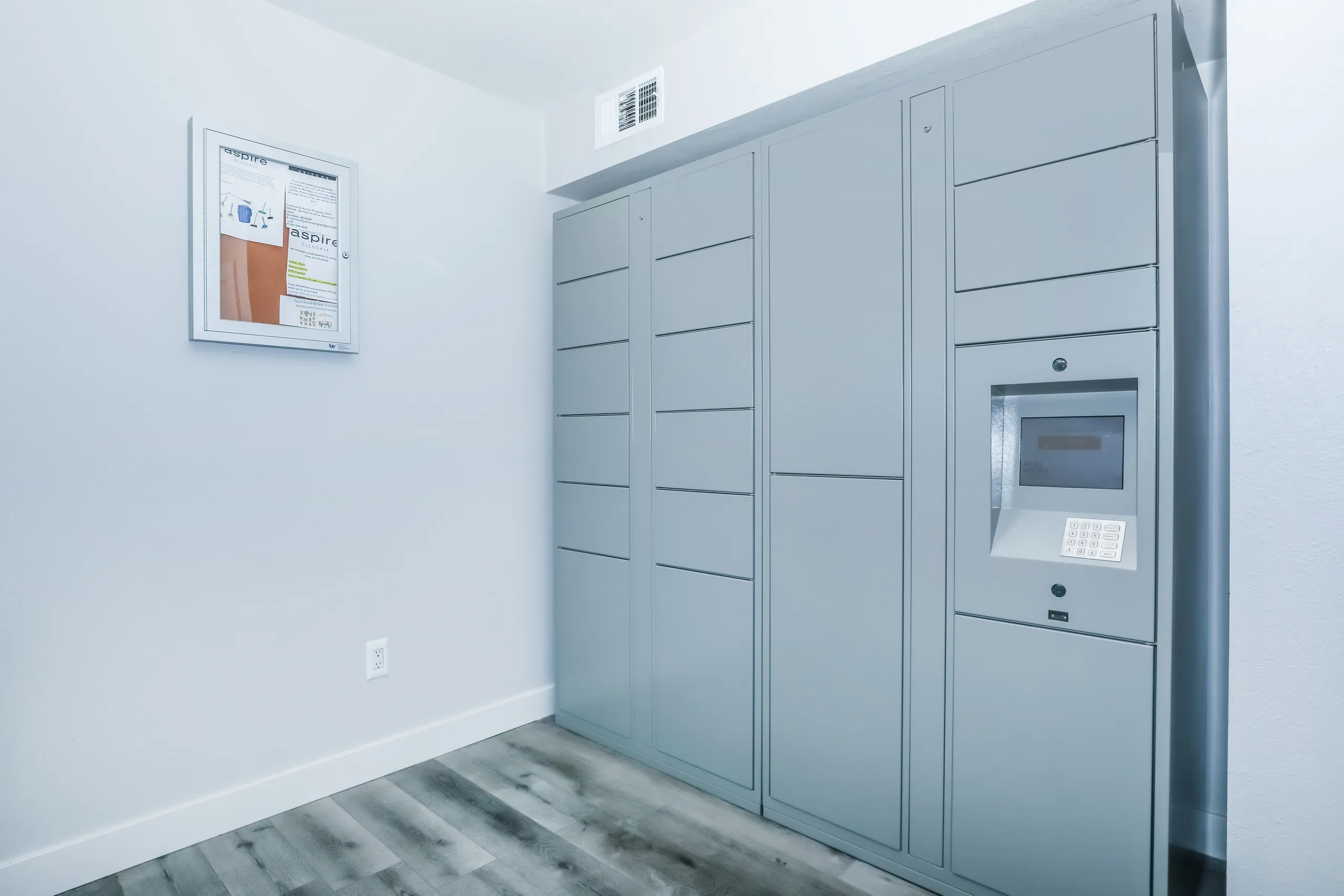 Package locker room with electronic delivery system for residents