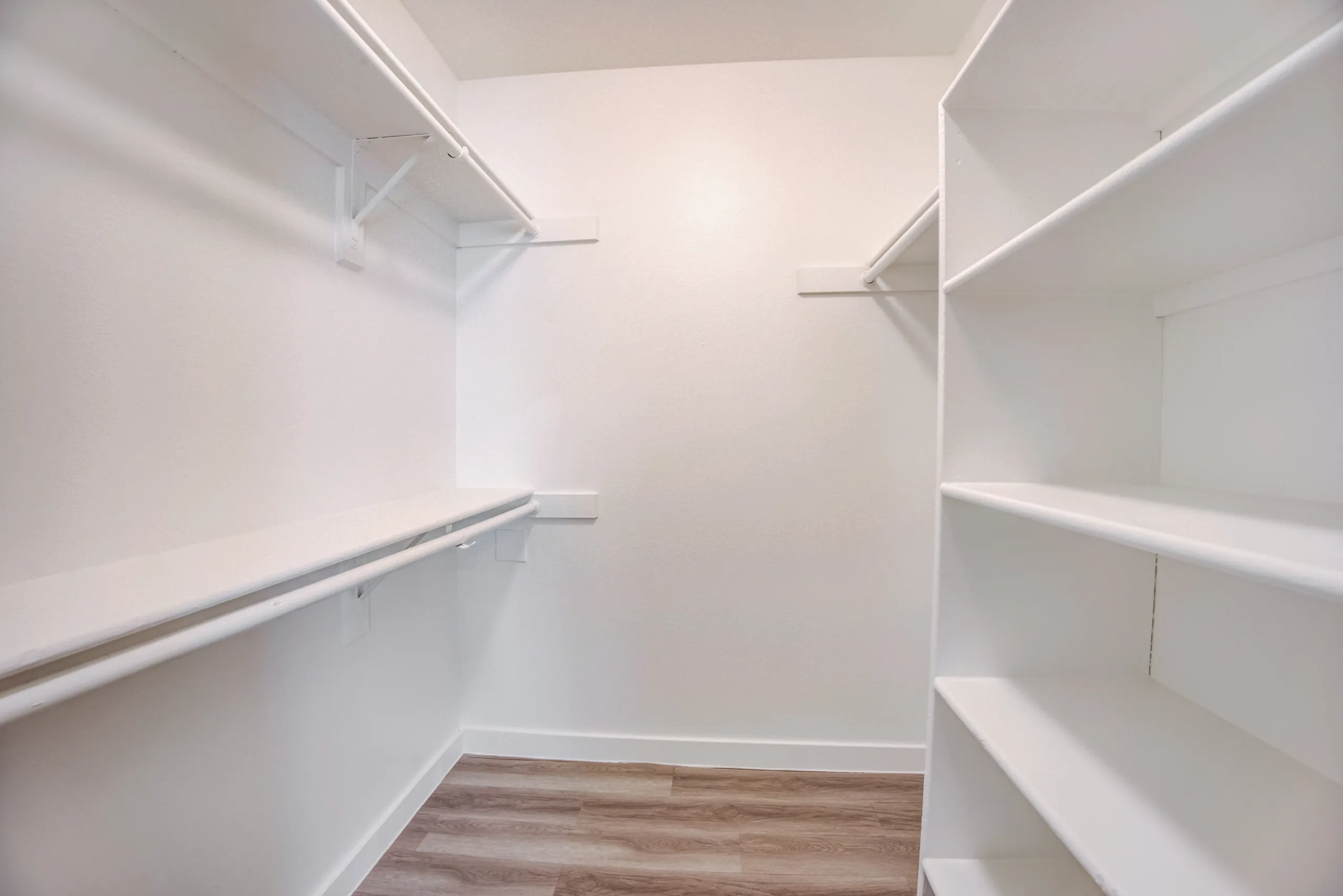 Walk-in closet with built-in shelving