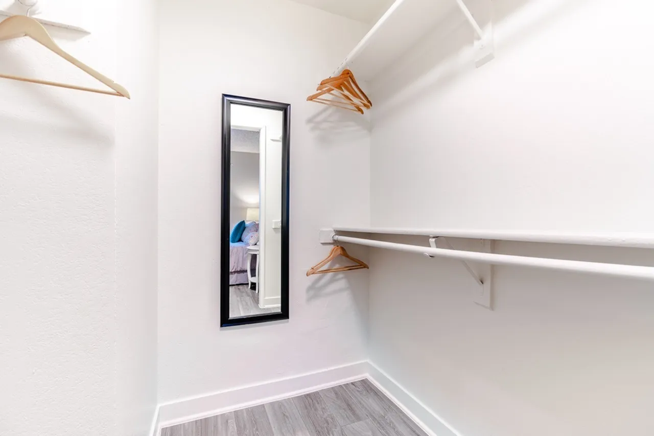 Spacious closet with hanging rods