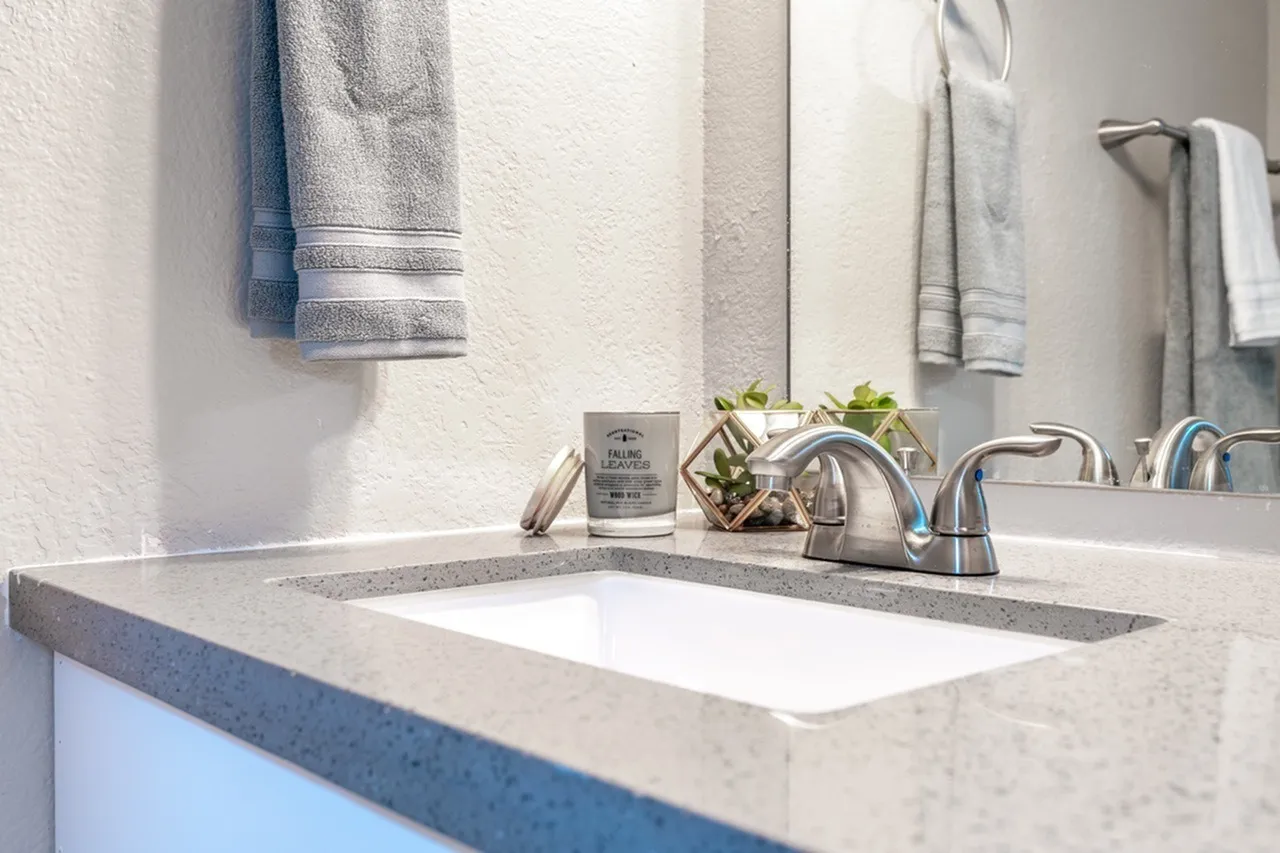 Close-up of undermount sink and faucet