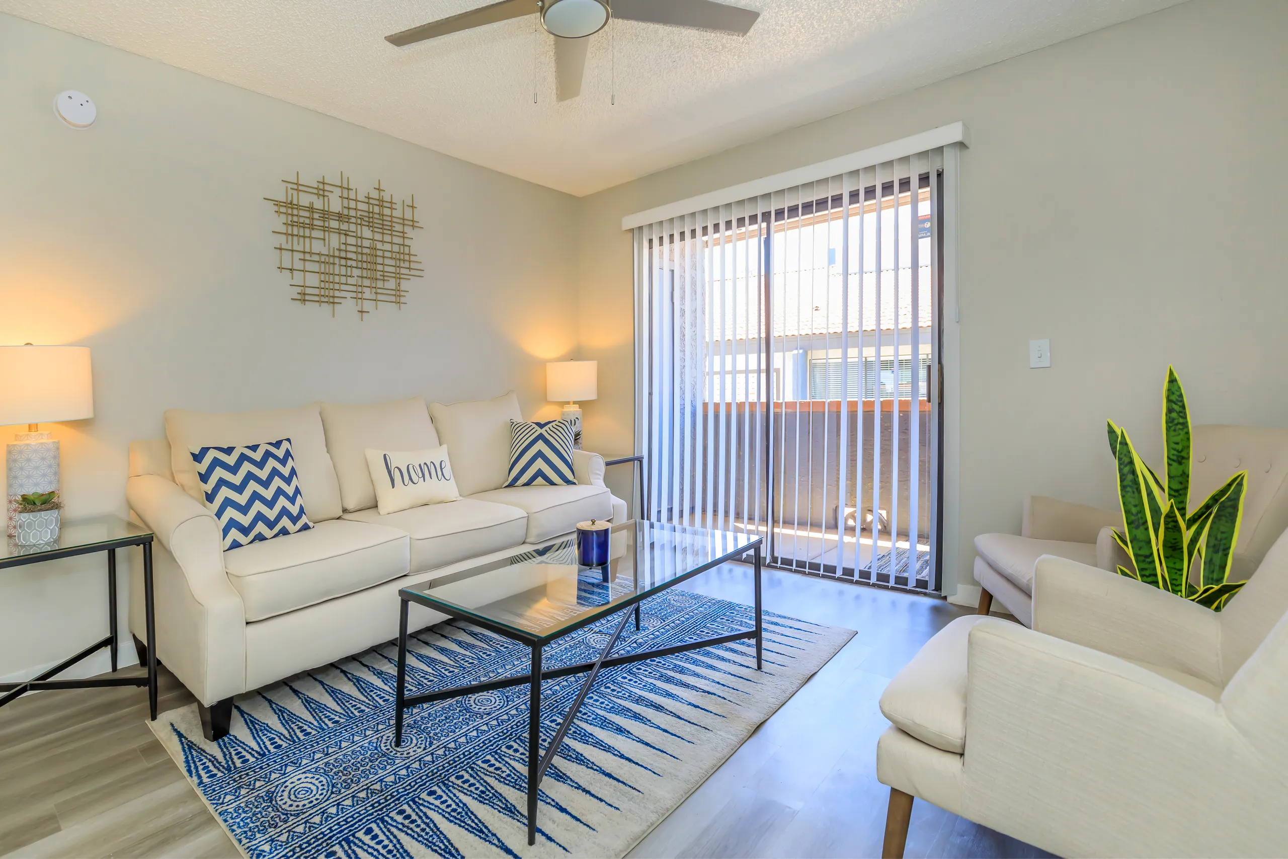 A1 Platinum floor plan living room with sliding glass door and private balcony