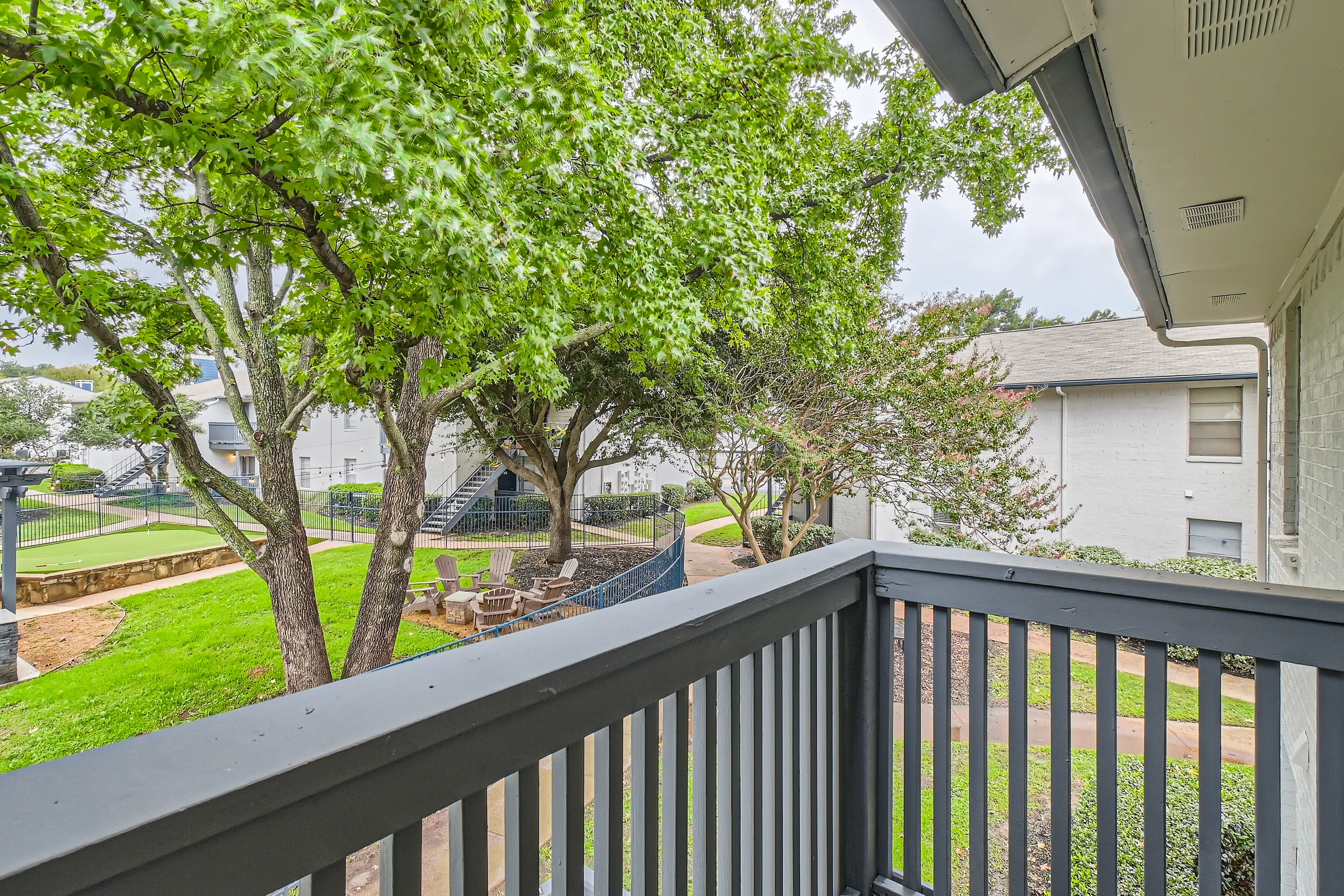 Private balcony with courtyard and putting green view