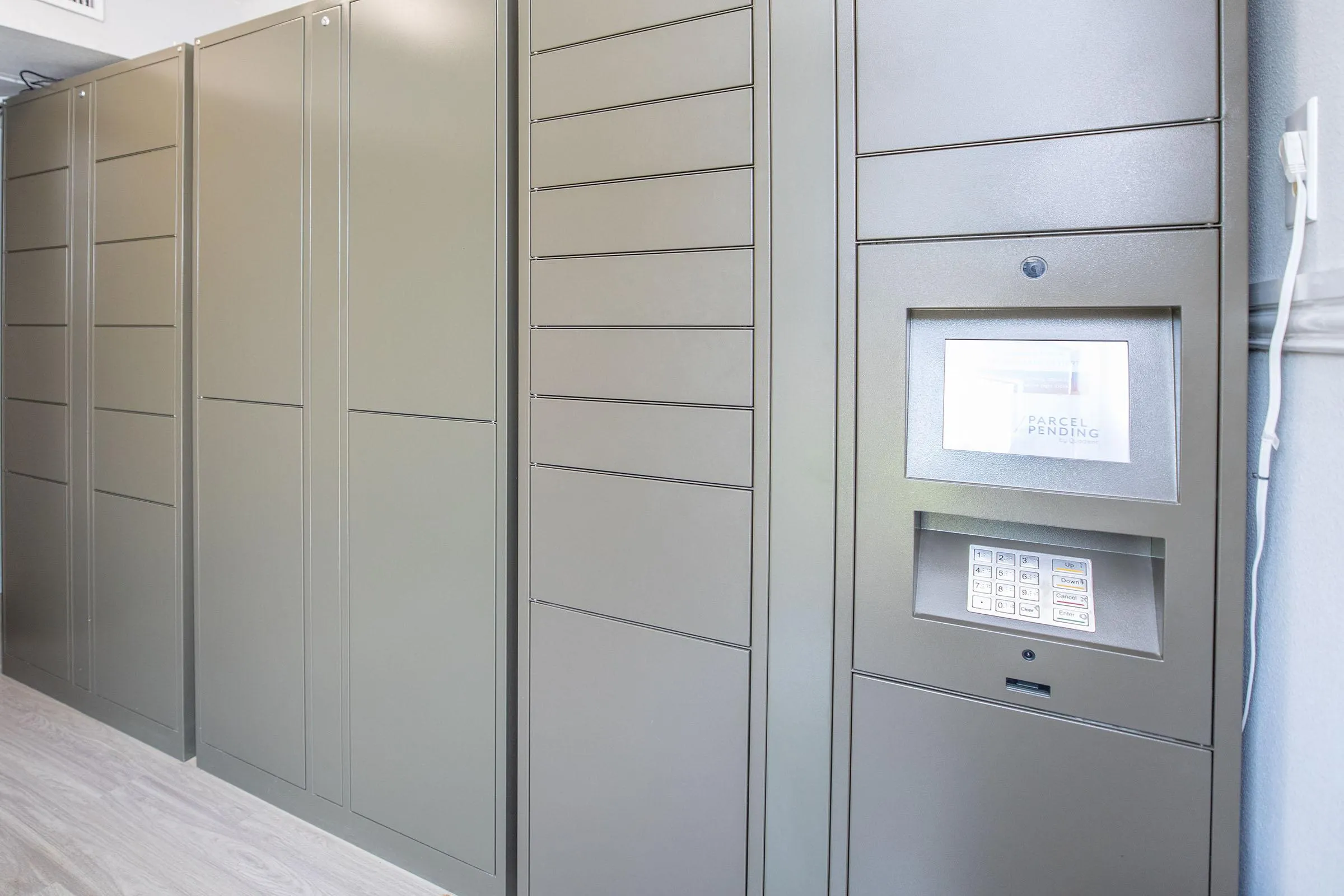 Package locker system, touchscreen kiosk, secure pickup